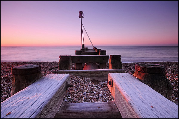 Beach Marker at Dawn